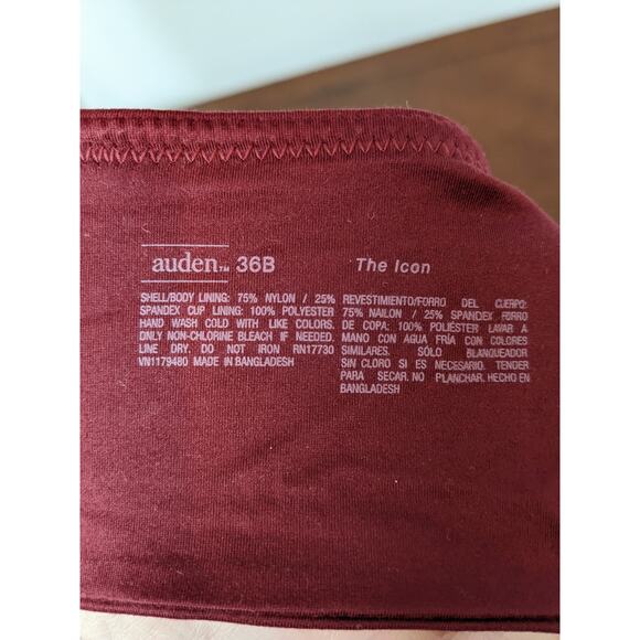 Auden Icon T Shirt Bra 36B Red Full Coverage Underwire Lightly Lined Molded Cups - Picture 5 of 13